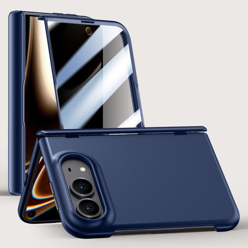 iPhone Duo Crazy Series Integrated Privacy Film Skin Feel Center Axis Phone Case - Navy Blue