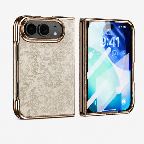 iPhone Duo Electroplated 3D Embossed Magnetic Integrated Film Phone Case - White