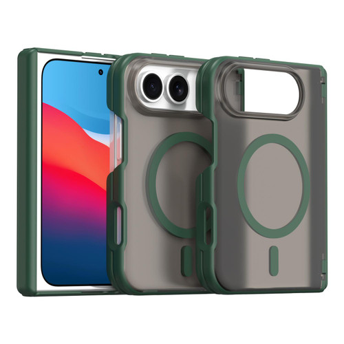 iPhone Duo Fan Dun Series TPU Hybrid PC Magnetic Frosted Central Axis Phone Case - Green