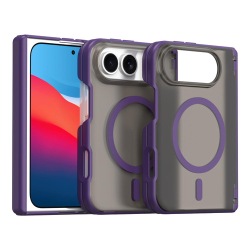 iPhone Duo Fan Dun Series TPU Hybrid PC Magnetic Frosted Central Axis Phone Case - Purple