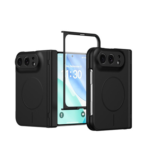 iPhone Duo Full Cover HD Integrated Magnetic Hinge Folding Phone Case - Black