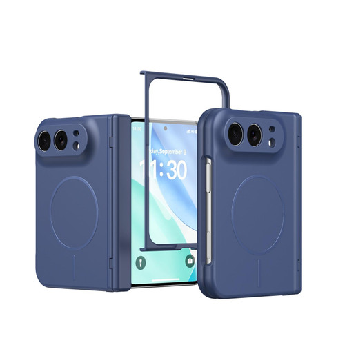 iPhone Duo Full Cover HD Integrated Magnetic Hinge Folding Phone Case - Blue