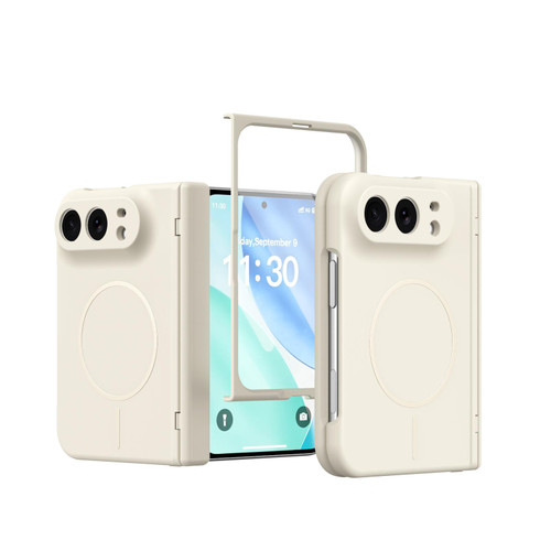iPhone Duo Full Cover HD Integrated Magnetic Hinge Folding Phone Case - White
