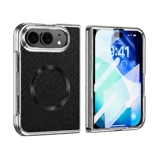 iPhone Duo Glitter Powder Magnetic Integrated Film Phone Case - Black