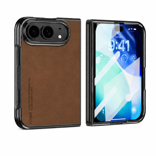 iPhone Duo i.Crystal Lambskin Integrated Film Phone Case - Brown
