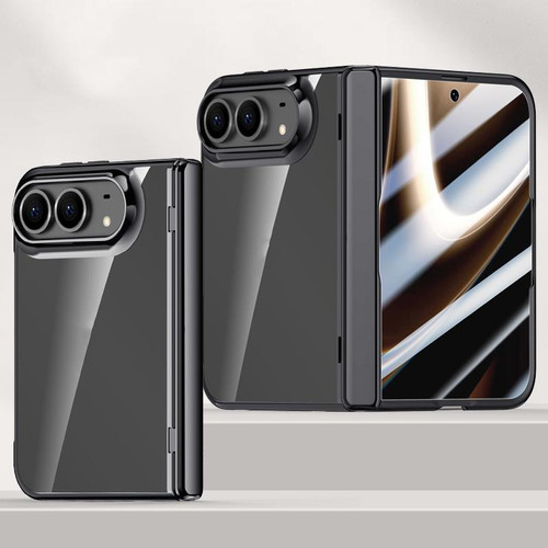 iPhone Duo Icebreaking Series Integrated HD Film Electroplated Crystal Clear Center Axis Phone Case - Black