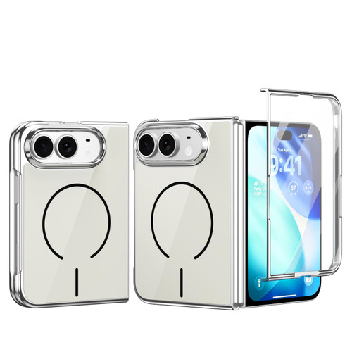 iPhone Duo Integrated Glass Scratch Resistant Magnetic Phone Case - Silver