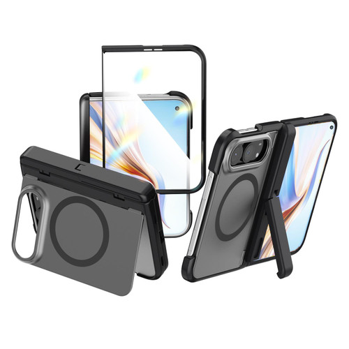 iPhone Duo Integrated Skin-Friendly Magnetic Phone Case with Holder - Black
