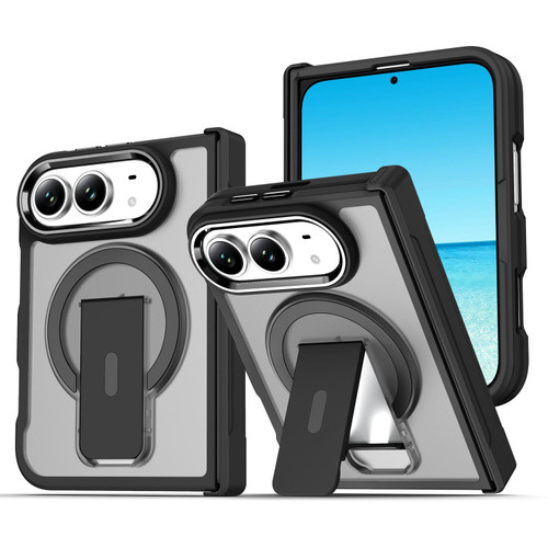 iPhone Duo Invisible Fold Holder Magnetic Phone Case - Transparent Black