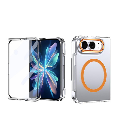 iPhone Duo lce Folding Series MagSafe Integrated Clear PC Phone Case - Orange