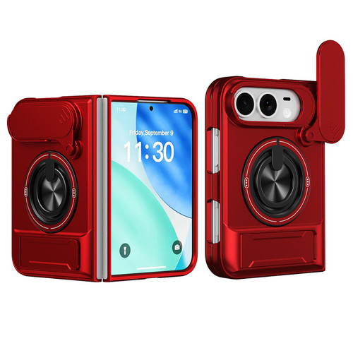 iPhone Duo Lens Sliding Window Multifunctional Magnetic Shockproof Phone Case - Red