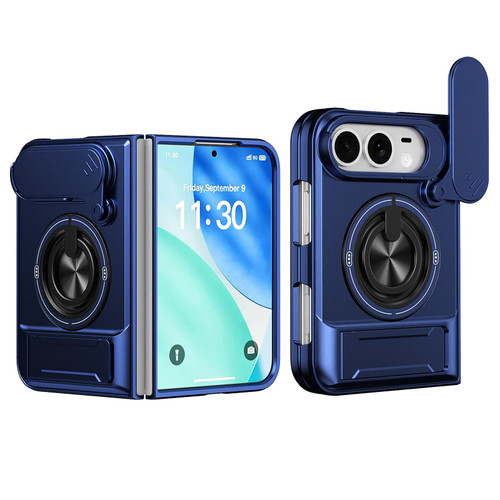 iPhone Duo Lens Sliding Window Multifunctional Magnetic Shockproof Phone Case - Royal Blue
