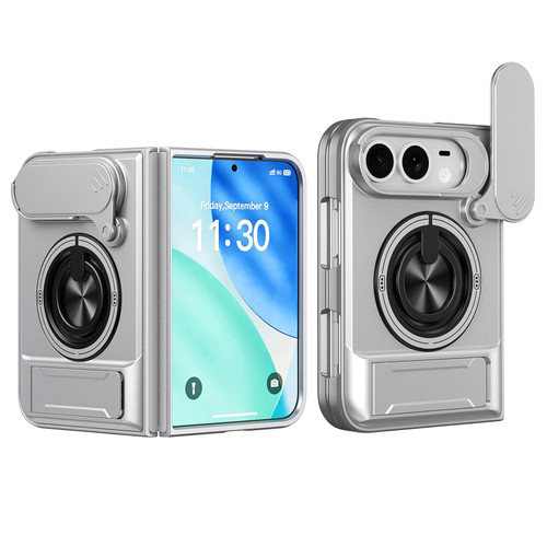 iPhone Duo Lens Sliding Window Multifunctional Magnetic Shockproof Phone Case - Titanium Gray
