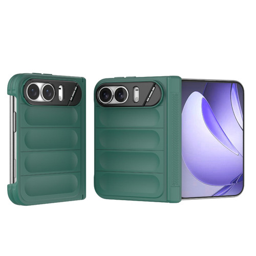 iPhone Duo Magic Shield Camera Lens Holder Foldable PC Shockproof Phone Case - Dark Green
