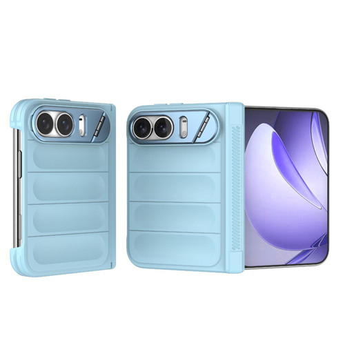 iPhone Duo Magic Shield Camera Lens Holder Foldable PC Shockproof Phone Case - Light Blue