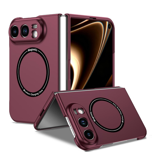 iPhone Duo Magsafe Magnetic Folding PC Phone Case - Wine Red