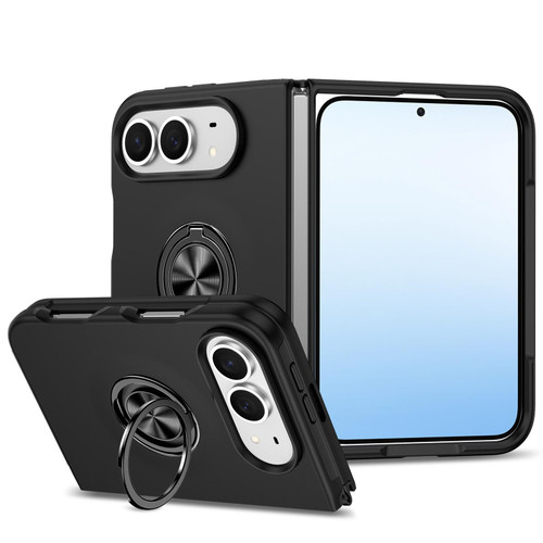 iPhone Duo PC + TPU Magnetic Phone Case with Invisible Ring Holder - Black
