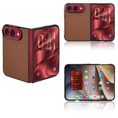 iPhone Duo PU Leather PC Phone Case - Brown
