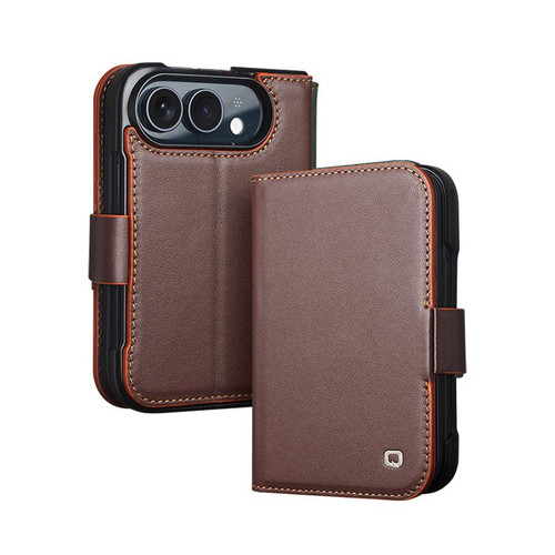 iPhone Duo QIALINO Classics 3rd Genuine Leather Phone Case - Dark Brown