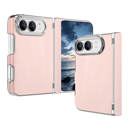 iPhone Duo Retro Solid Color Leather-textured Dual-Hinge Magnetic Phone Case - Pink