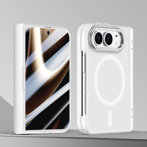 iPhone Duo Shield Series Integrated HD Film Matte Frosted Magnetic Phone Case - White