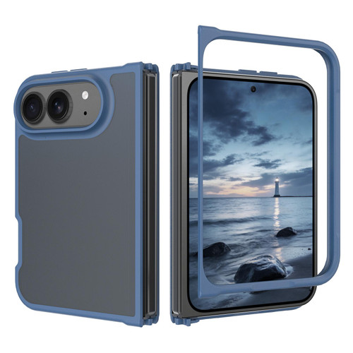 iPhone Duo Skin Feel Contrast Color TPU Hybrid PC Phone Case - Blue