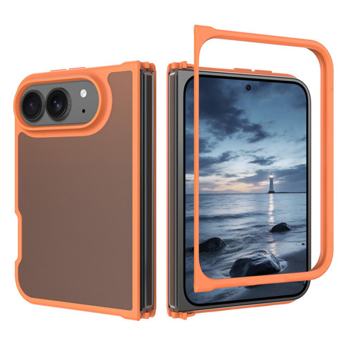 iPhone Duo Skin Feel Contrast Color TPU Hybrid PC Phone Case - Orange