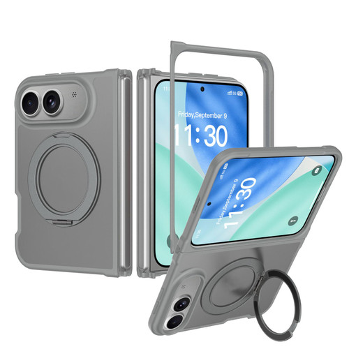 iPhone Duo Skin Feel Rotating Holder Magnetic Phone Case - Dark Grey