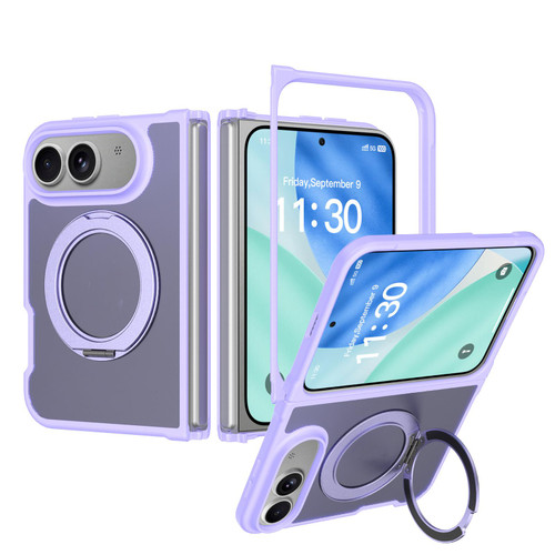 iPhone Duo Skin Feel Rotating Holder Magnetic Phone Case - Purple