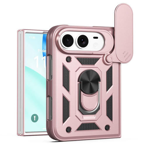 iPhone Duo Sliding Camera Cover Design TPU+PC Phone Case - Rose Gold
