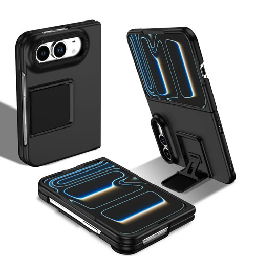 iPhone Duo Three-dimensional Folding Holder PC Phone Case - Black