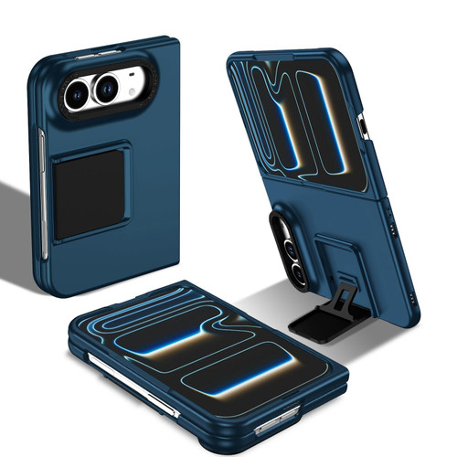 iPhone Duo Three-dimensional Folding Holder PC Phone Case - Blue