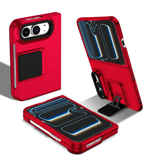 iPhone Duo Three-dimensional Folding Holder PC Phone Case - Red