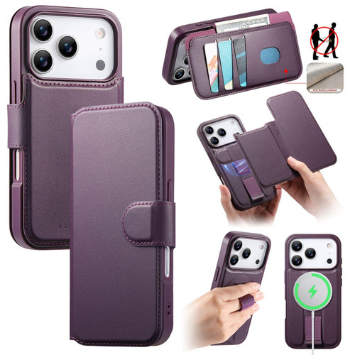 iPhone 18 Pro Max / 17 Pro Max CaseNeo Finger Grip Strap MagSafe Leather Phone Case - Purple