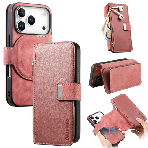 iPhone 18 Pro Max / 17 Pro Max CaseNeo MagSafe RFID Anti-theft Zipper Wallet Retro Leather Phone Case - Pink
