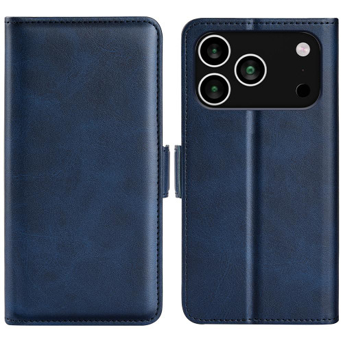 iPhone 18 Pro Max / 17 Pro Max Dual-side Magnetic Buckle Horizontal Flip Leather Phone Case - Dark Blue