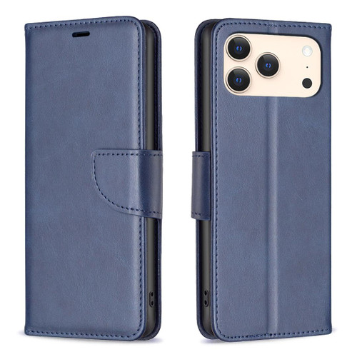 iPhone 18 Pro Max / 17 Pro Max Lambskin Texture Pure Color Flip Leather Phone Case - Blue