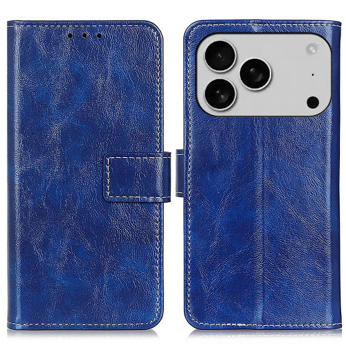 iPhone 18 Pro Max / 17 Pro Max Retro Crazy Horse Texture Horizontal Flip Leather Phone Case - Blue
