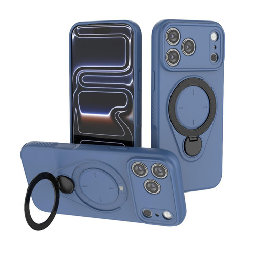 iPhone 18 Pro Max / 17 Pro Max Ring Shield MagSafe TPU Phone Case with 360 Degree Rotating Holder - Blue