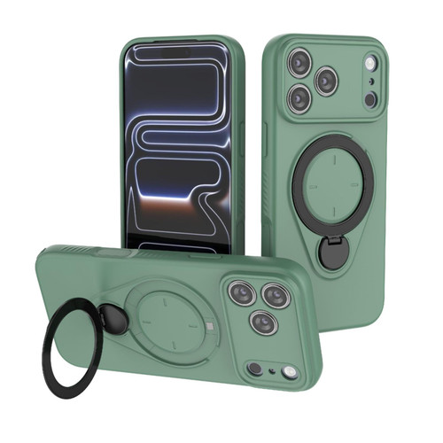 iPhone 18 Pro Max / 17 Pro Max Ring Shield MagSafe TPU Phone Case with 360 Degree Rotating Holder - Green