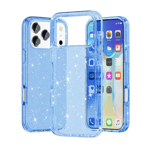 iPhone 18 Pro Max / 17 Pro Max Shockproof Terminator Glitter Powder Phone Case - Blue