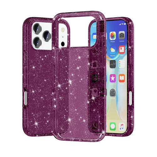 iPhone 18 Pro Max / 17 Pro Max Shockproof Terminator Glitter Powder Phone Case - Cherry Red
