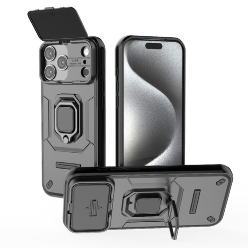 iPhone 18 Pro Max / 17 Pro Max Sliding Camshield TPU + PC Shockproof Phone Case with Holder - Black