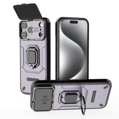 iPhone 18 Pro Max / 17 Pro Max Sliding Camshield TPU + PC Shockproof Phone Case with Holder - Purple