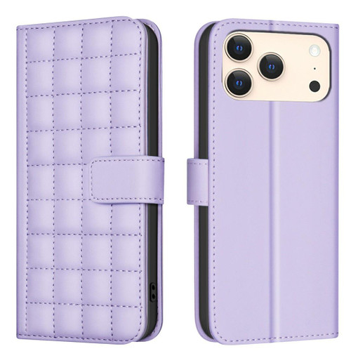 iPhone 18 Pro Max / 17 Pro Max Square Texture Leather Phone Case - Purple