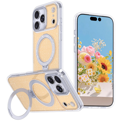 iPhone 18 Pro Max / 17 Pro Max Starry Glitter Magnetic Holder Phone Case - Orange