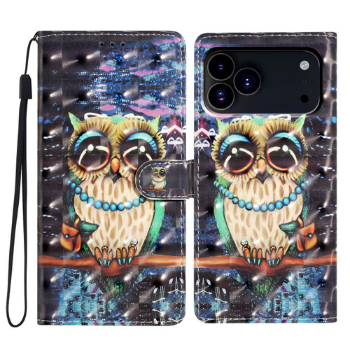 iPhone 18 Pro Max 3D Pattern Leather Phone Case - Big-eyed owl
