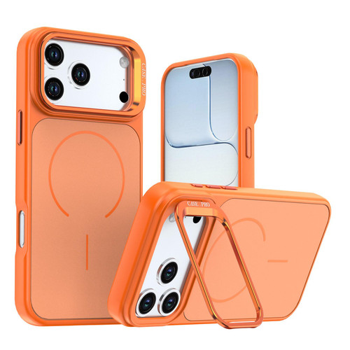iPhone 18 Pro Max Bright Color Contrast Skin-feel Camera Bracket Magsafe Phone Case - Orange