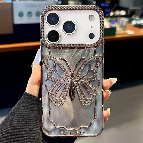 iPhone 18 Pro Max Butterfly Electroplating TPU Phone Case with Epoxy Cardboard - Rose Gold