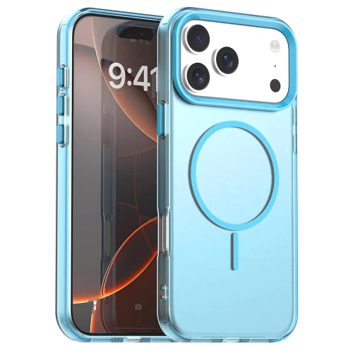 iPhone 18 Pro Max Candy Fine Circle Magsafe PC Hybrid TPU Phone Case - Blue